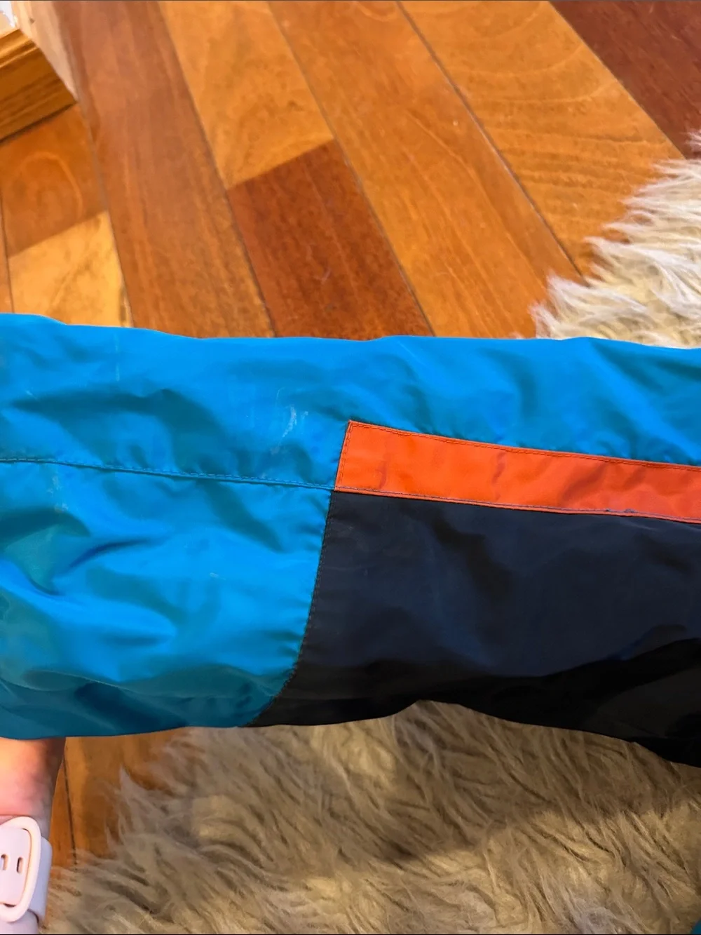 Lands End Kids Winter Polyester Blue & Orange Hooded Jacket